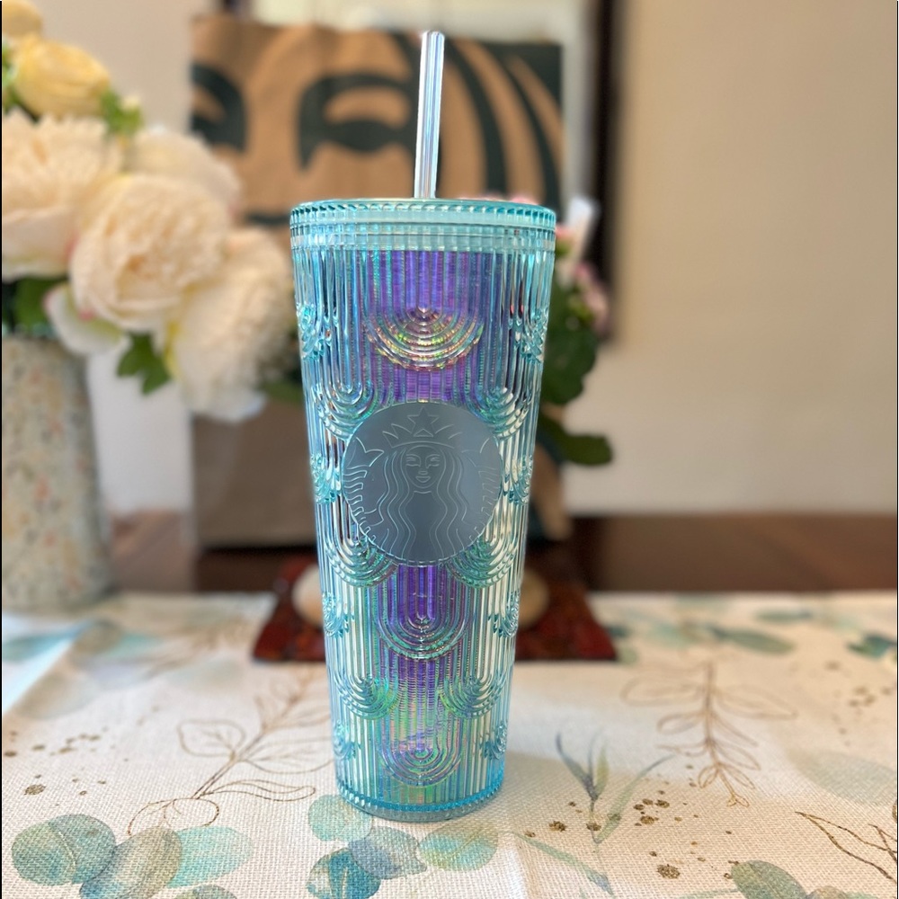 Starbucks 2022 Spring Mermaid Iridescent Holographic Wave  - Plastic Cold Cup -